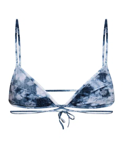 Dsquared2 Lace-up Bikini Top In Blue