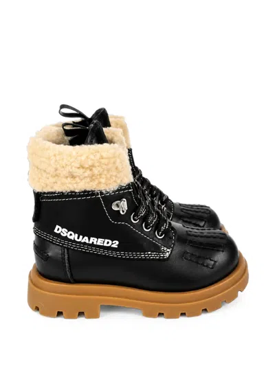 Dsquared2 Kids' Lace-up Boots In Black