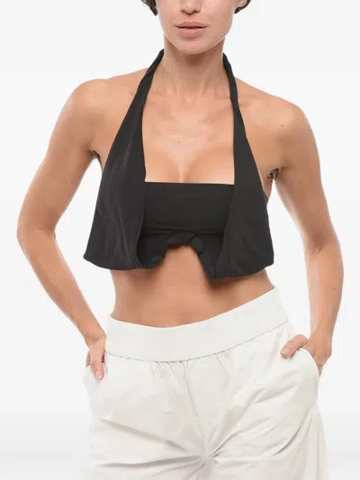 Dsquared2 Lace-up Crop Top In Black