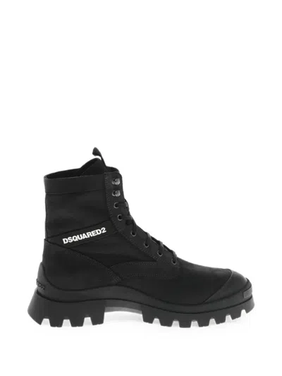 Dsquared2 Lace-up Logo Boots In Black