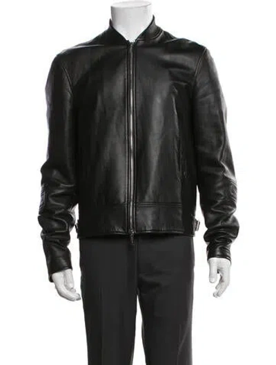 Pre-owned Dsquared2 Lamb Leather Bomber Jacket In Black