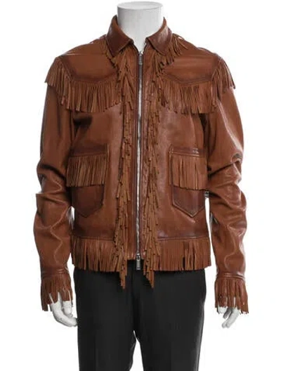 Pre-owned Dsquared2 Lamb Leather Jacket In Brown