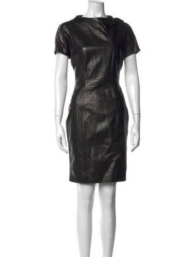 Pre-owned Dsquared2 Lamb Leather Knee-length Dress In Black