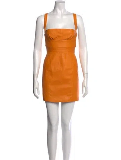 Pre-owned Dsquared2 Lamb Leather Mini Dress In Orange