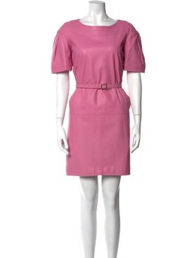 Pre-owned Dsquared2 Lamb Leather Mini Dress In Pink