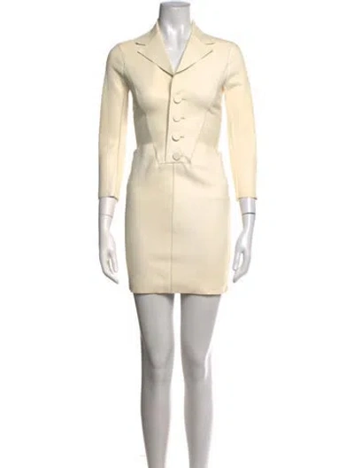 Pre-owned Dsquared2 Lamb Leather Mini Dress W/ Tags In Neutrals