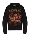 Dsquared2 Las Vegas Print Cotton Hoodie In Black