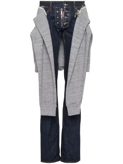 Dsquared2 Layered Cotton Denim Jeans In 蓝色