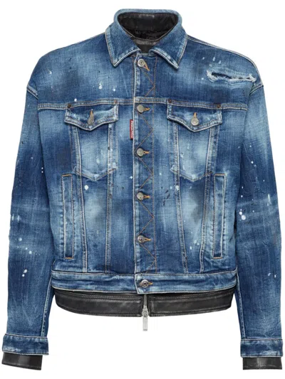 Dsquared2 Layered Denim Jacket In Blue