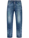 Dsquared2 Logo Patch Distressed Jeans In Blue