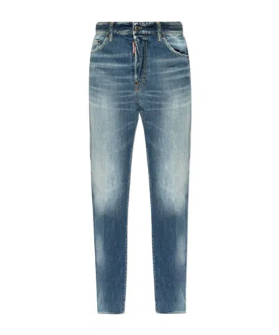 Dsquared2 Layered-effect Straight-leg Jeans In Blue