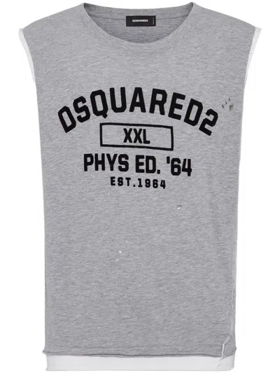 Dsquared2 Layered Logo-print Tank Top In Grey