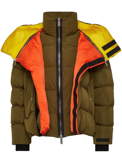 Dsquared2 Layered Quilted Jacket In Green