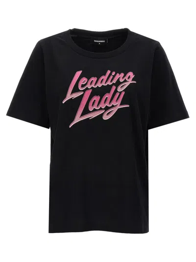 Dsquared2 Leading Lady Printed Crewneck T In Black