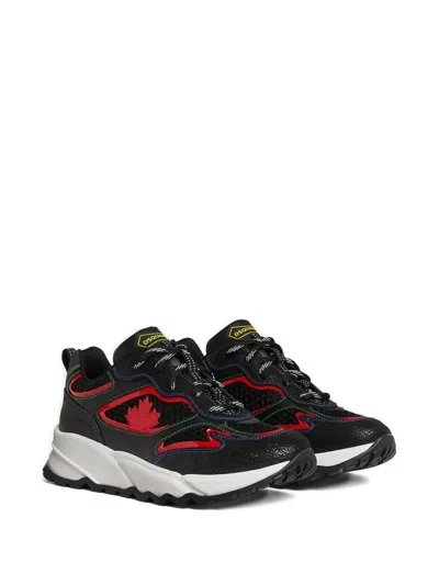 Dsquared2 Kids' Leaf-appliqué Sneakers In Black