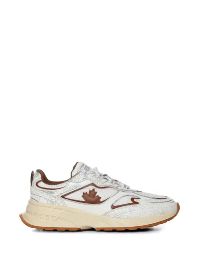 Dsquared2 Leaf Appliqué Sneakers In White