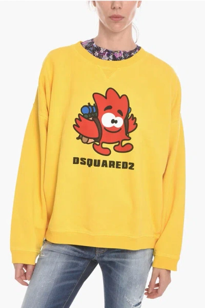 Dsquared2 Leaf Buddy Sweatshirt With Graphic Print In Yellow