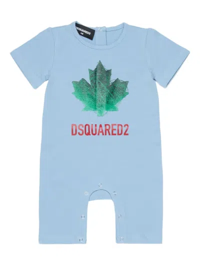Dsquared2 Babies' Leaf-graphic Rompers In Blue