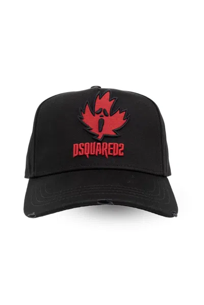 Dsquared2 Leaf Patch Baseball Cap In Black