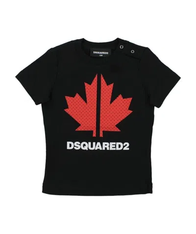 Dsquared2 Leaf Print T-shirt In Black