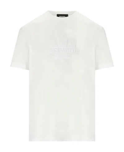Dsquared2 Leaf Skater Cotton T-shirt In White