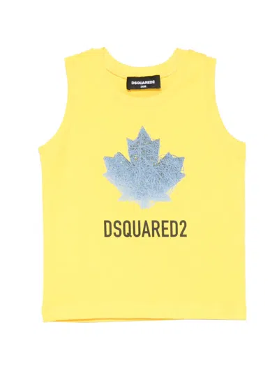 Dsquared2 Leaf-print T-shirt In Yellow