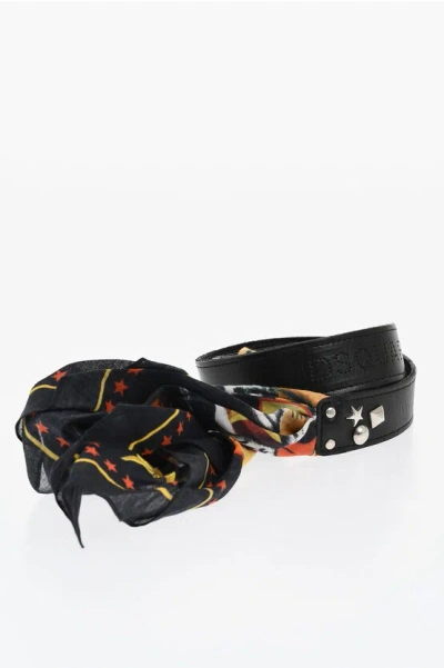 Dsquared2 Leather And Fabric Belt With Self-tie Detail 30mm