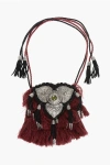 Dsquared2 Leather And Metal Plastron Necklace With Fringes