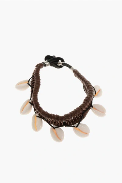 Dsquared2 Leather Anklet With Shells