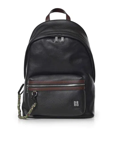 Dsquared2 Leather Backpack With Logo In Brown