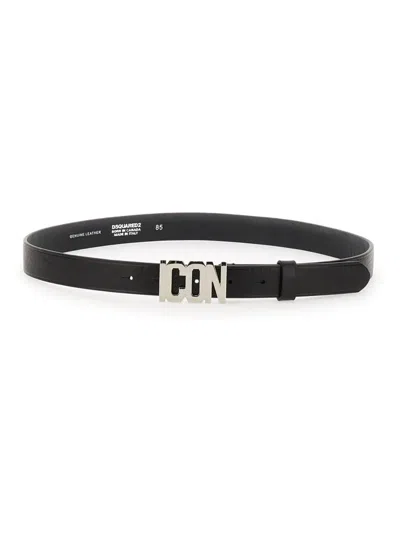 Dsquared2 Leather Belt In Black