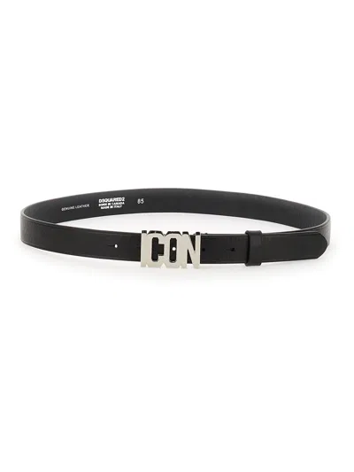 Dsquared2 Leather Belt In Black