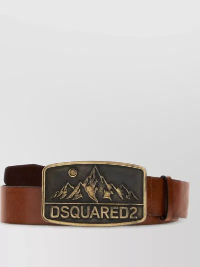 Dsquared2 Logo-plaque Leather Belt In Brown