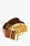 Dsquared2 Leather Belt Embellished With Gold Studs And Gothic Dsquared