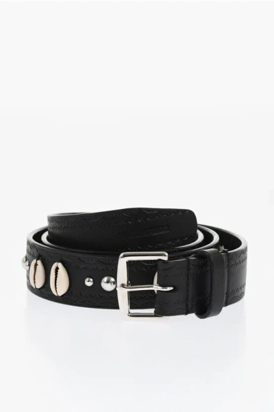Dsquared2 Leather Belt Embellished With Studs And Shells 30mm