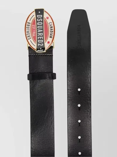 Dsquared2 Leather Belt Gold-tone Buckle In Black