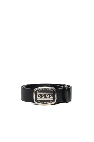 Dsquared2 Leather Belt With Dsq2 Buckle In Black