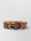 Dsquared2 Leather Belt With Embossed Oval Buckle And Pre-drilled Holes