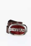 Dsquared2 Leather Belt With Glittered Buckle 40mm