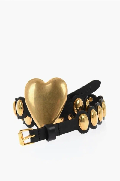 Dsquared2 Leather Belt With Golden Metal Details 30mm