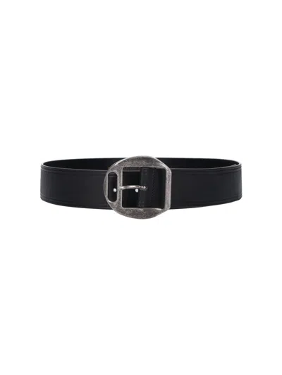 Dsquared2 Leather Belt With Statement Buckle In Black