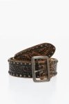 Dsquared2 Leather Belt With Studs And Floral Motif 40mm