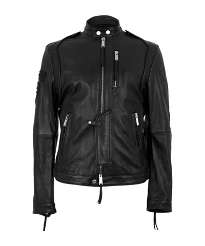 Dsquared2 Leather Biker Jacket In Black