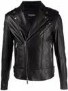 Dsquared2 Men Black Jacket With Three Zip Pockets On The Front In Leather Man In Black