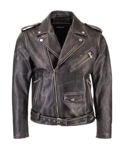 Dsquared2 Leather Biker Jacket In Black