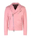Dsquared2 Leather Biker Jacket In Pink