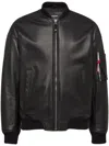 Dsquared2 Black Lambskin Jacket With Ribbed Collar