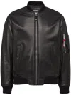 Dsquared2 Black Lambskin Jacket With Ribbed Collar In Black