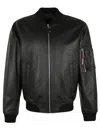 Dsquared2 Leather Bomber In Black