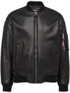 Dsquared2 Black Lambskin Jacket With Ribbed Collar In Black